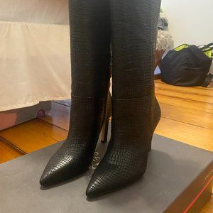 Vince Camuto Senimda Black Cow Croco Boots